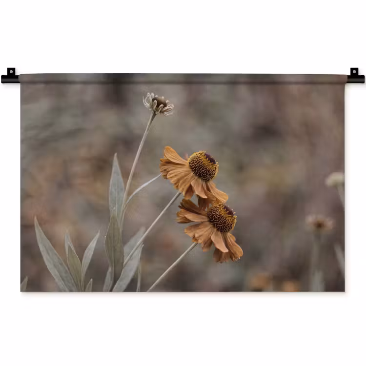 Wandkleed - Zonnehoed - Droogbloemen - Geel - Warm