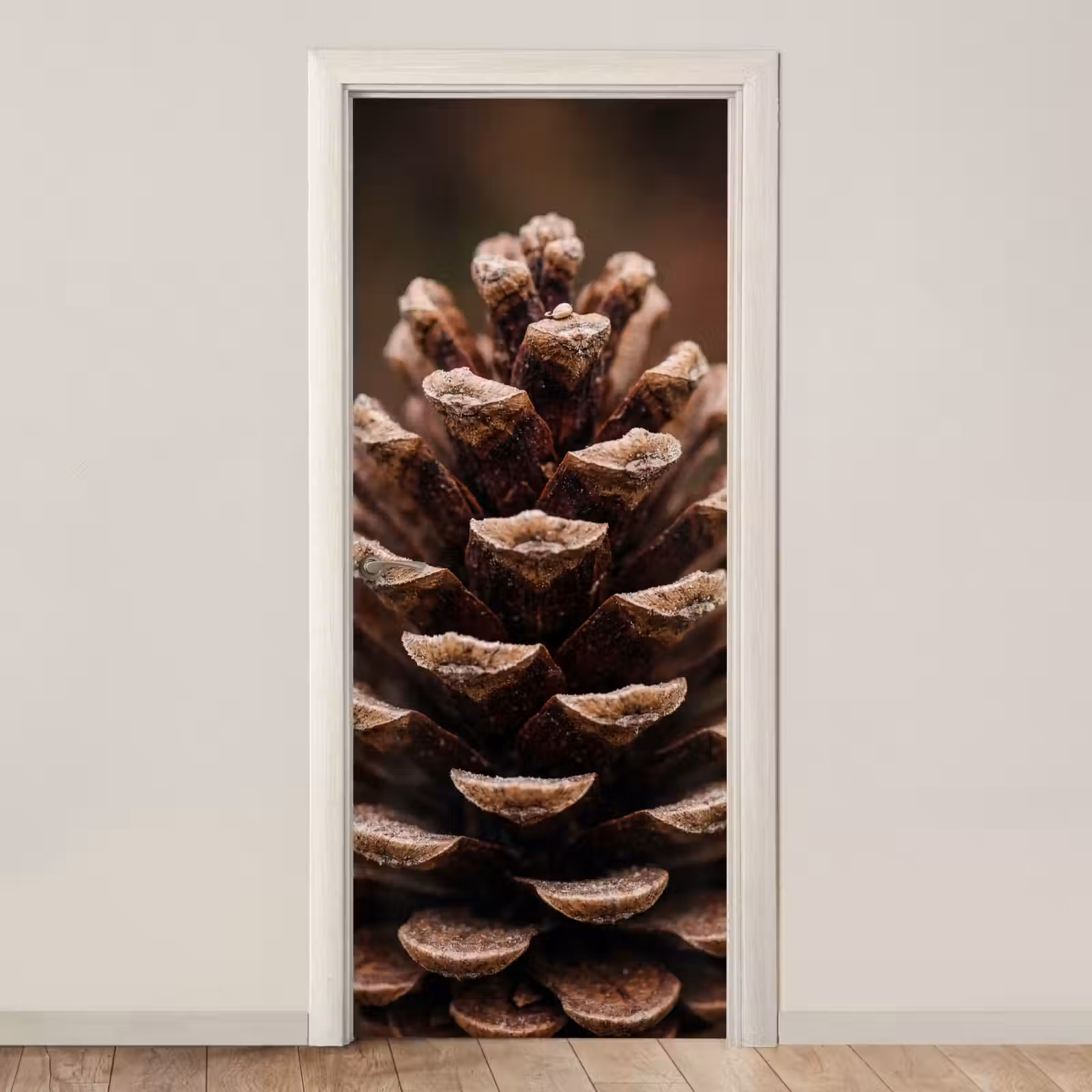 Deursticker - Dennenappel - Bos - Herfst - Bruin - Sfeervol — 1