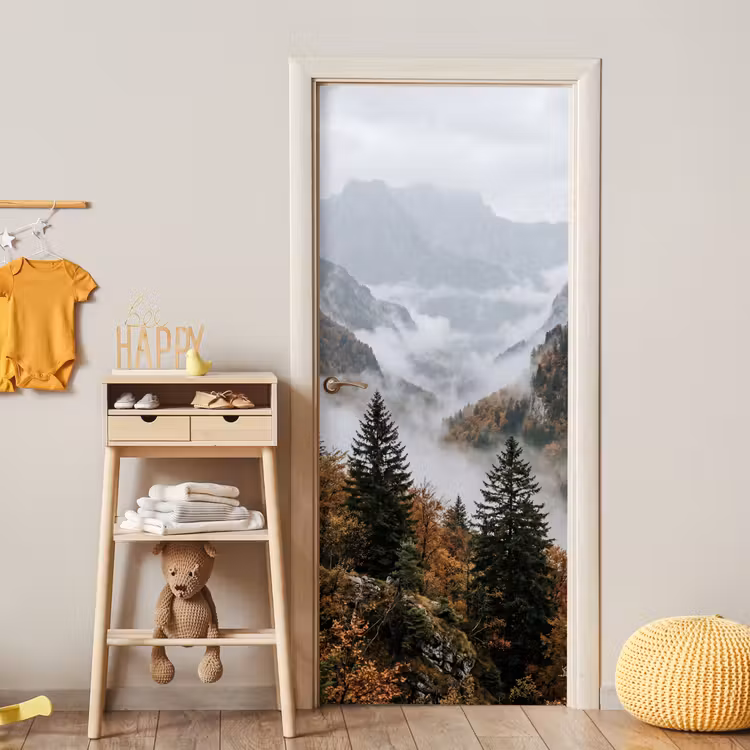 Deursticker - Bergen - Vallei - Mist - Herfst - Natuur — 6