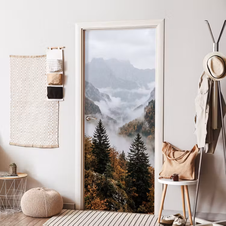 Deursticker - Bergen - Vallei - Mist - Herfst - Natuur — 8