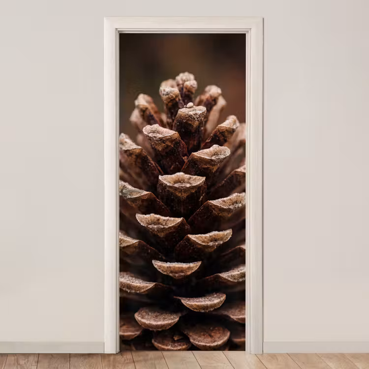 Deursticker - Dennenappel - Bos - Herfst - Bruin - Sfeervol