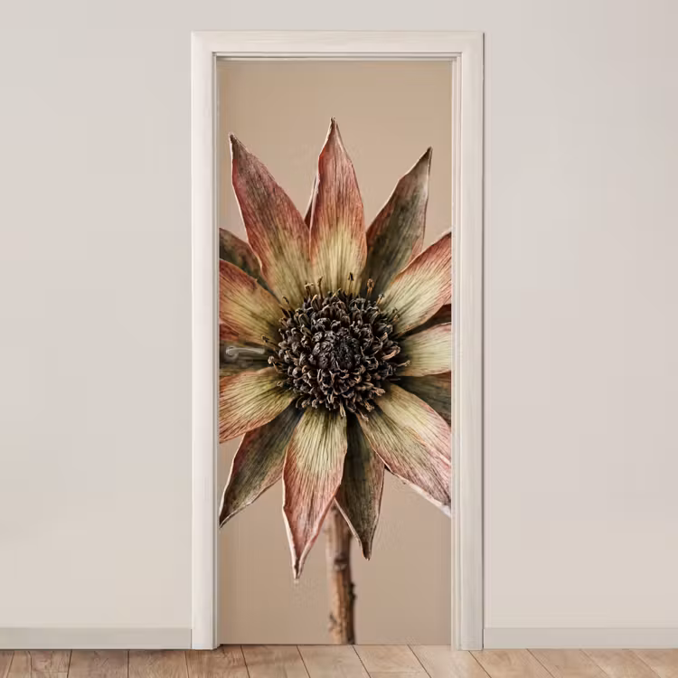 Deursticker - Droogbloem - Protea - Vintage - Beige - Rustiek