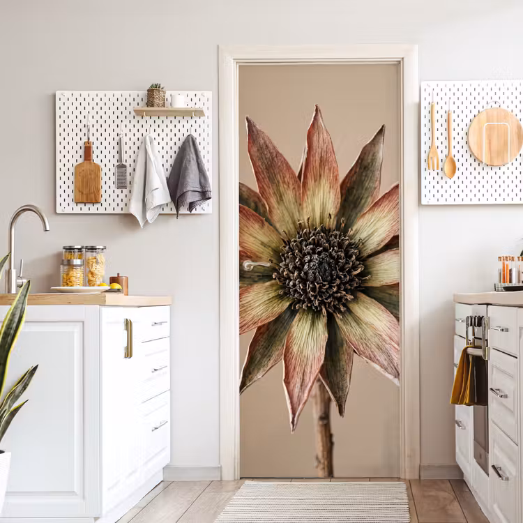 Deursticker - Droogbloem - Protea - Vintage - Beige - Rustiek — 7