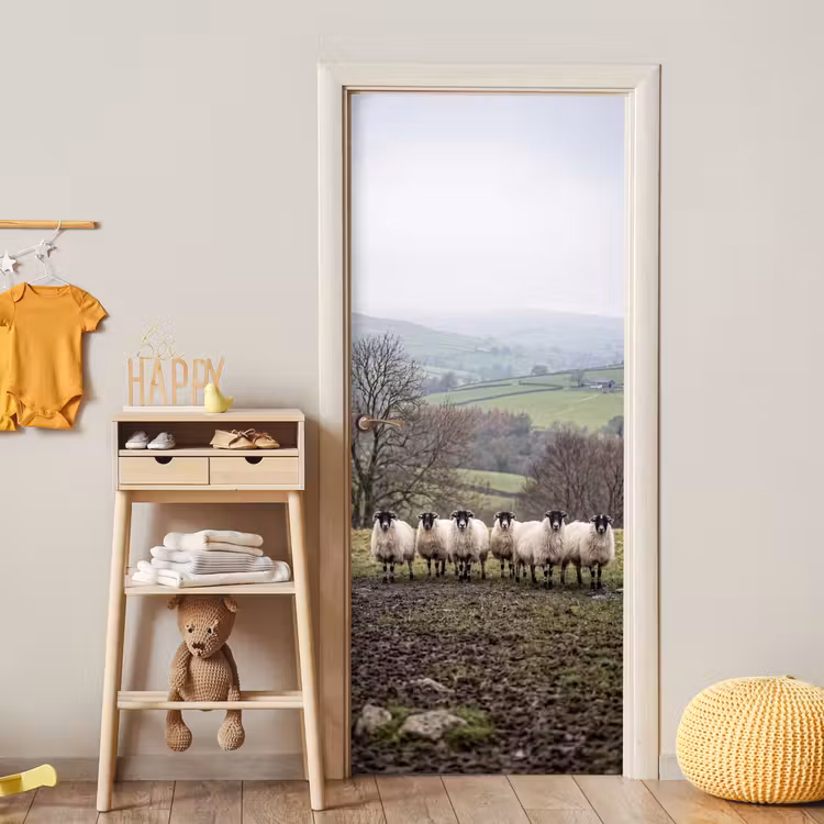Deursticker - Schapen - Rij - Weide - Dieren - Platteland — 6