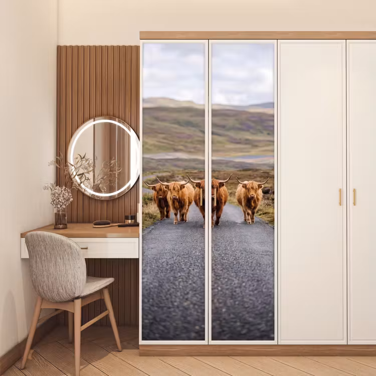 Deursticker - Schotse Hooglanders - Weg - Landschap - Kudde — 5
