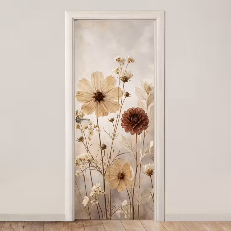 Deursticker - Wilde bloemen - Botanisch - Vintage - Natuur - Rustiek