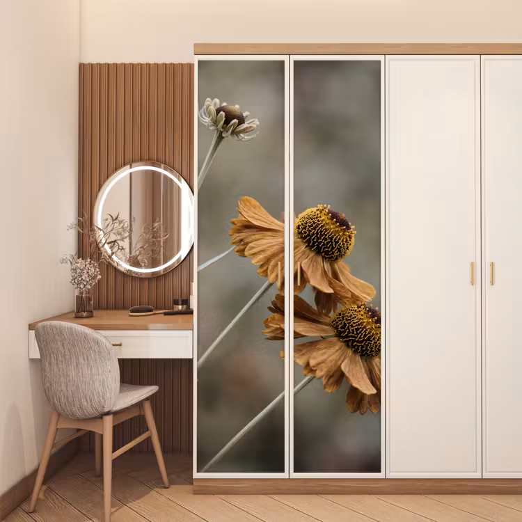Deursticker - Zonnehoed - Droogbloemen - Geel - Warm — 5