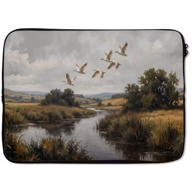 Laptophoes - Eenden - Rivier - Landschap - Vlucht - Nostalgisch