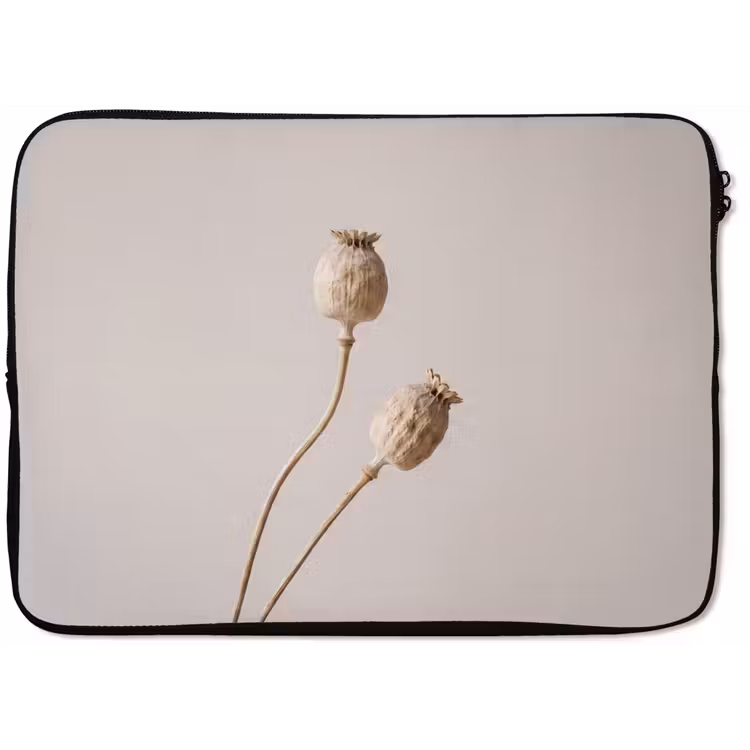Laptophoes - Papaverbollen - Droogbloemen - Minimalistisch - Beige - Rustig