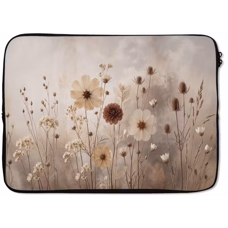 Laptophoes - Wilde bloemen - Botanisch - Vintage - Natuur - Rustiek