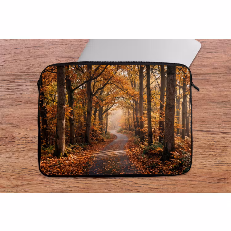 Laptophoes - Bospad - Herfstbos - Bladeren - Oranje - Nostalgisch — 2