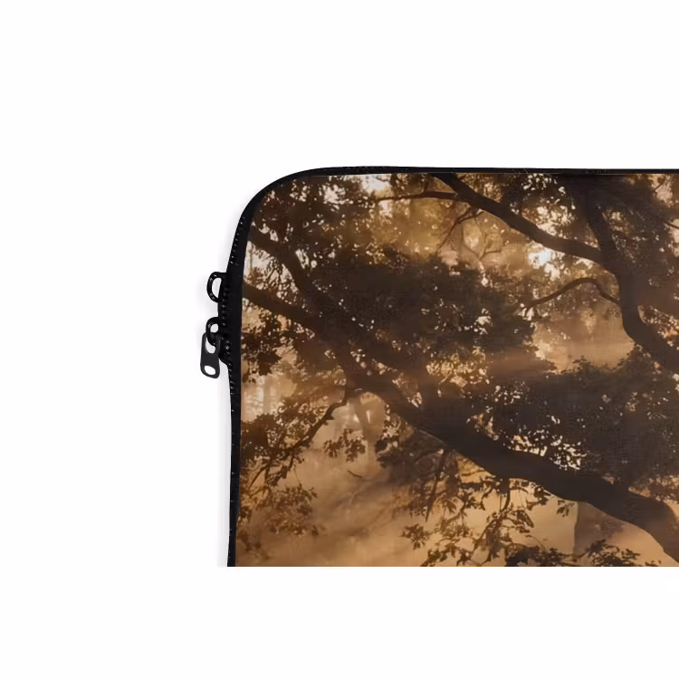 Laptophoes - Hert - Bos - Mistig - Natuur - Goud — 5