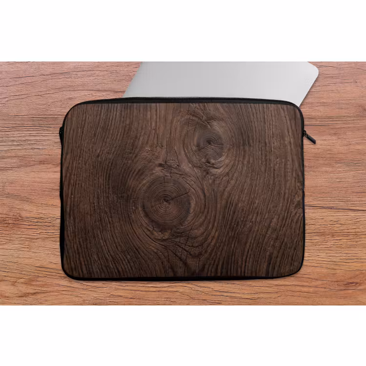 Laptophoes - Houtnerf - Textuur - Patroon - Bruin - Rustiek — 2