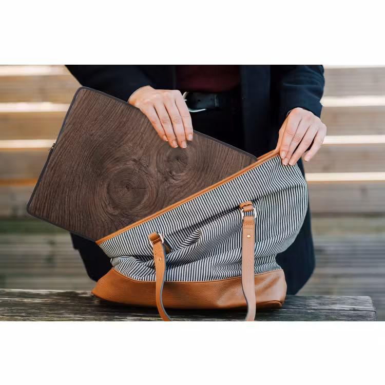 Laptophoes - Houtnerf - Textuur - Patroon - Bruin - Rustiek — 4