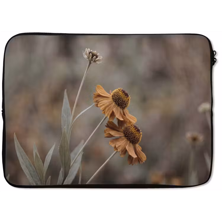 Laptophoes - Zonnehoed - Droogbloemen - Geel - Warm