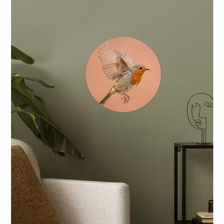 Behangcirkel - Roodborst - Natuur - Roze — 3