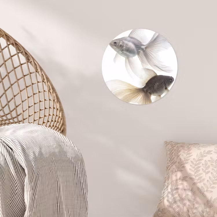 Behangcirkel - Goudvissen - Modern - Wit — 5