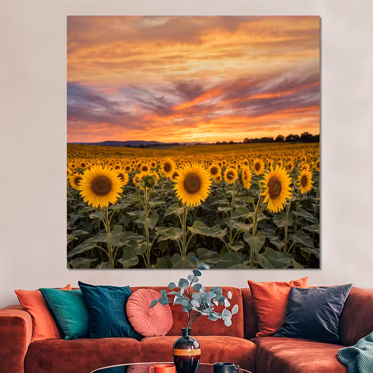 Forex - Zonnebloemen - Heuvellandschap - Geel — 3