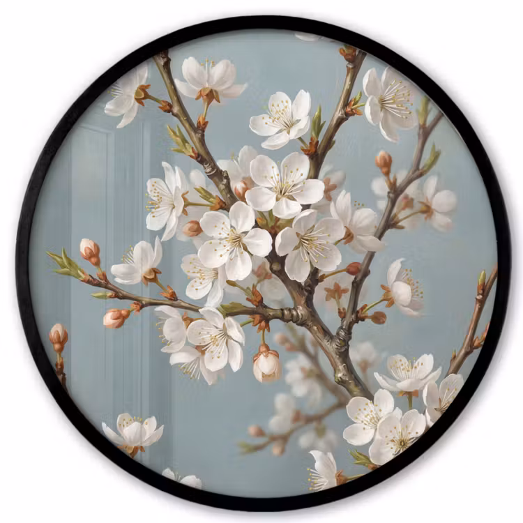 Ronde fotolijst - Botanisch - Stilleven - Blauw