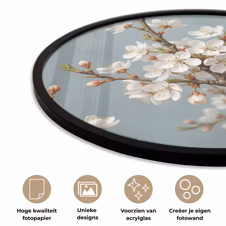 Ronde fotolijst - Botanisch - Stilleven - Blauw — 2