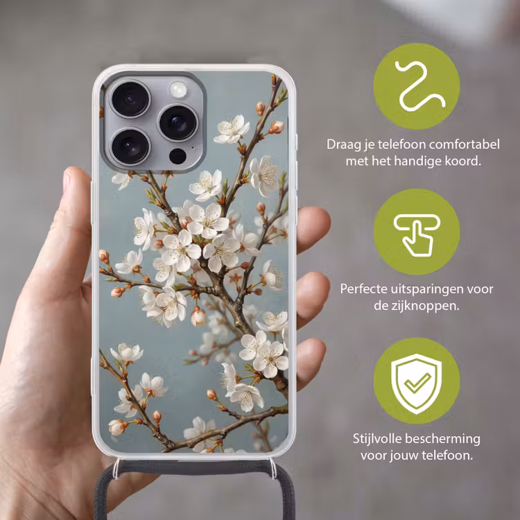 Telefoonhoesje met koord - Botanisch - Stilleven - Blauw — 4