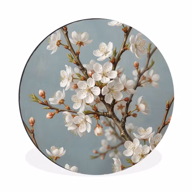 Wandcirkel - Aluminium - Botanisch - Stilleven - Blauw