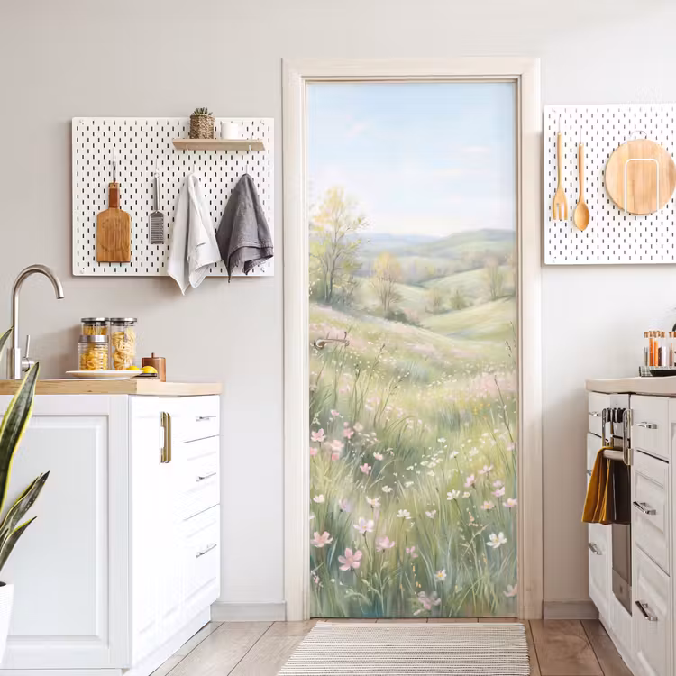 Deursticker - Heuvellandschap met Wilde Bloemen — 7