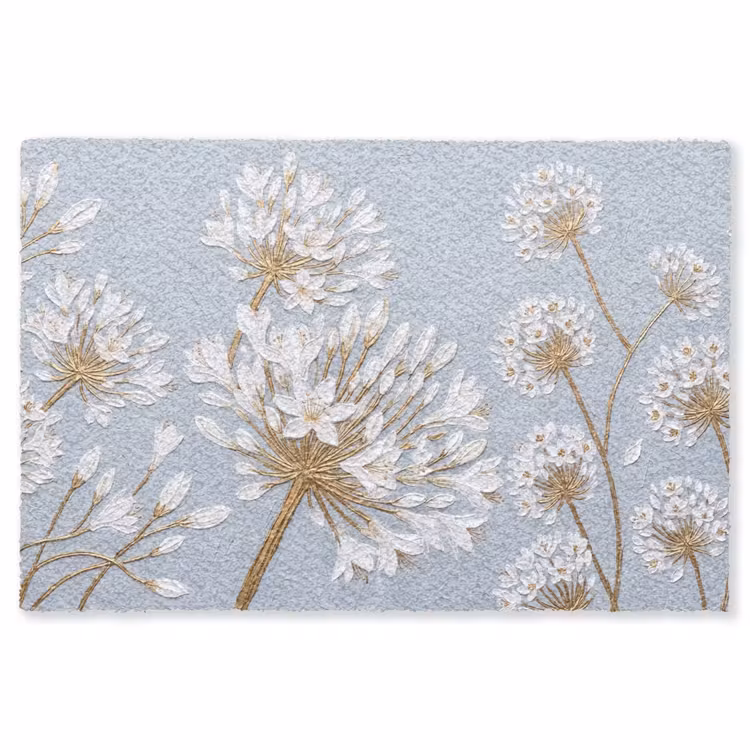 Vloerkleed - Illustratie - Bloemen - Blauw — 1