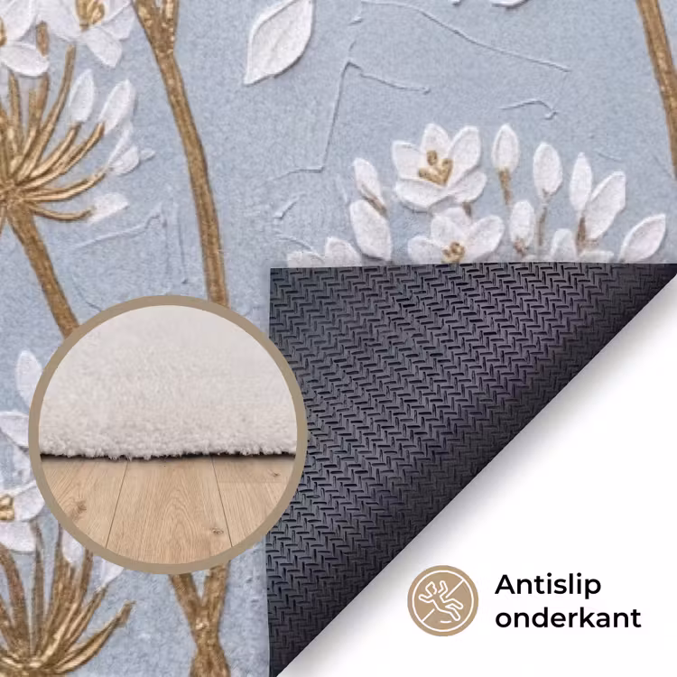 Vloerkleed - Illustratie - Bloemen - Blauw — 5