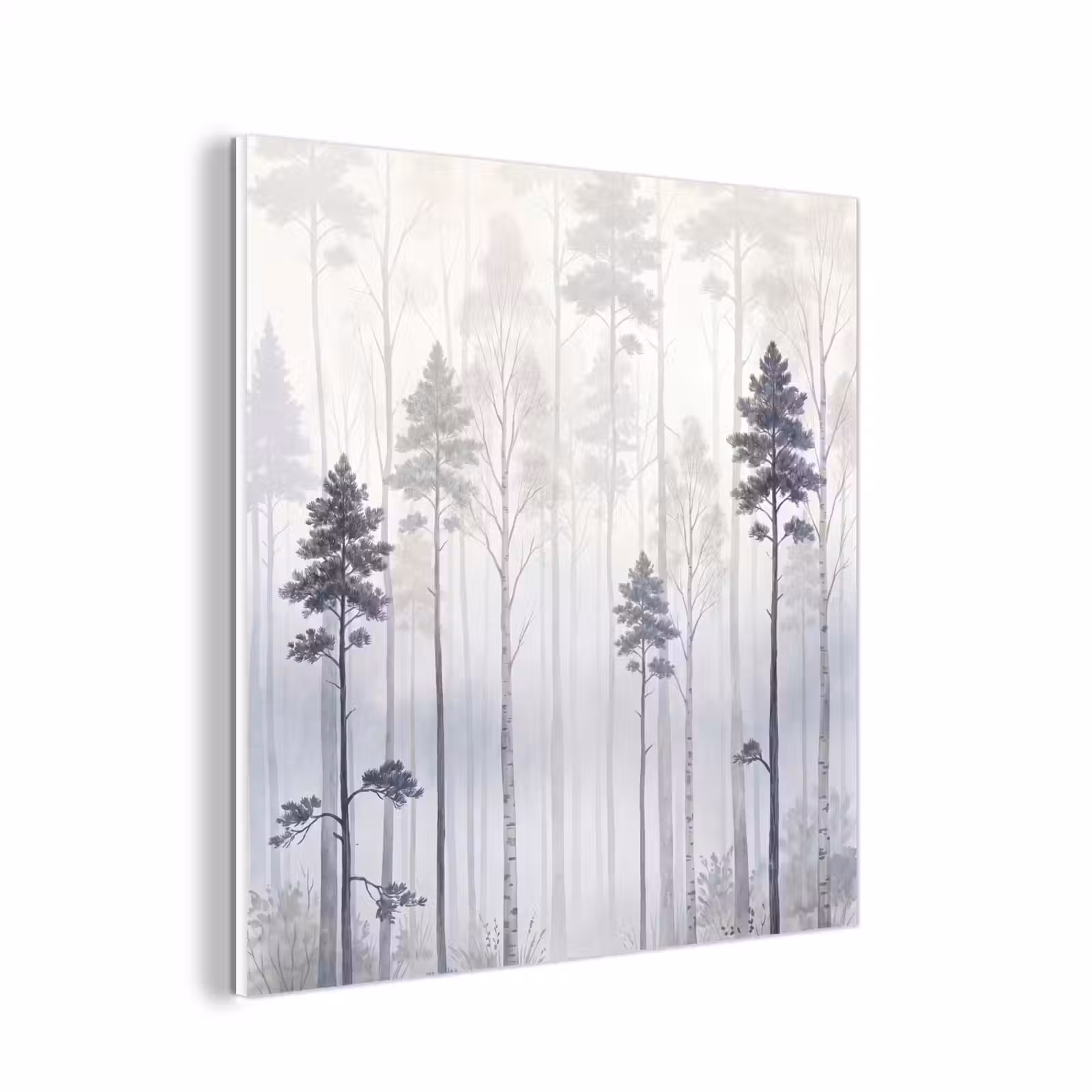 Forex - Bos - Bomen - Mist - Natuur - Illustratie - Grijs — 1