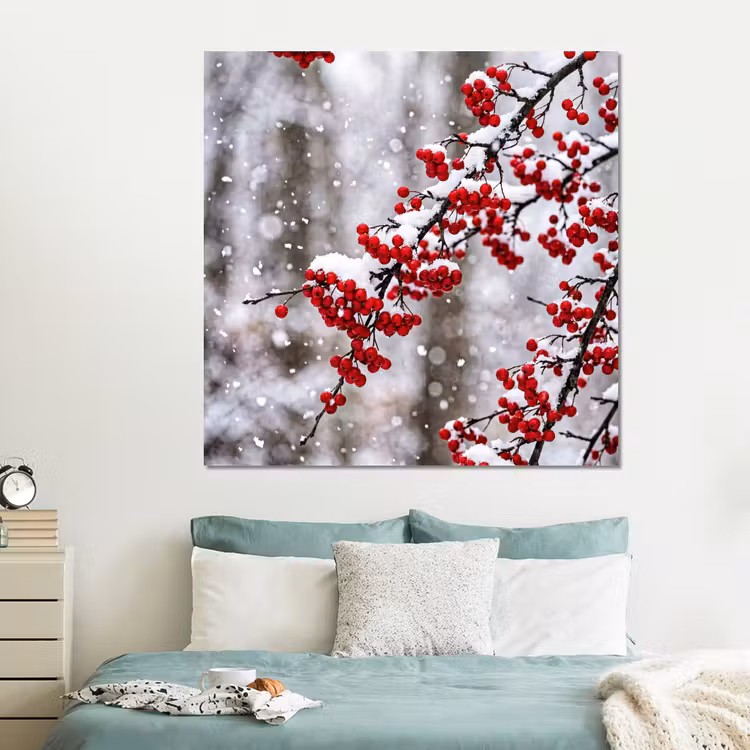 Forex - Bessen - Takken - Sneeuw - Winter - Kleurrijk — 2