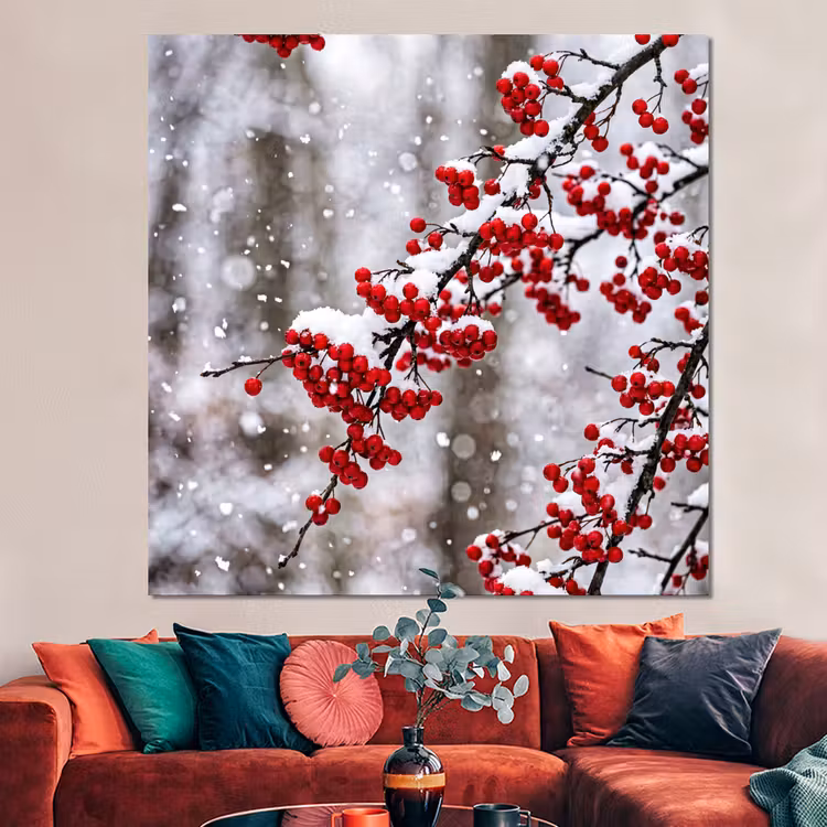 Forex - Bessen - Takken - Sneeuw - Winter - Kleurrijk — 3