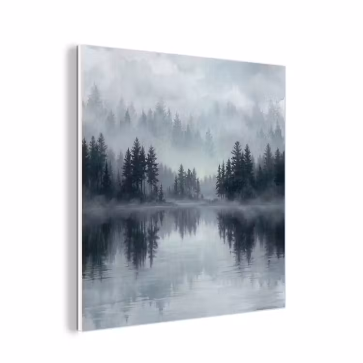 Forex - Bos - Meer - Mist - Natuur - Grijs — 1
