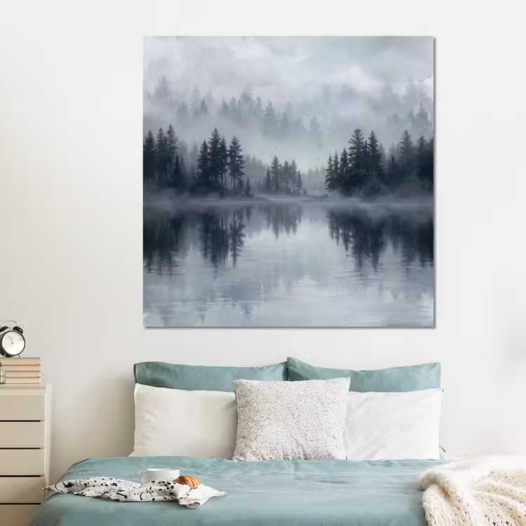 Forex - Bos - Meer - Mist - Natuur - Grijs — 2