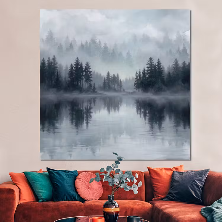 Forex - Bos - Meer - Mist - Natuur - Grijs — 3