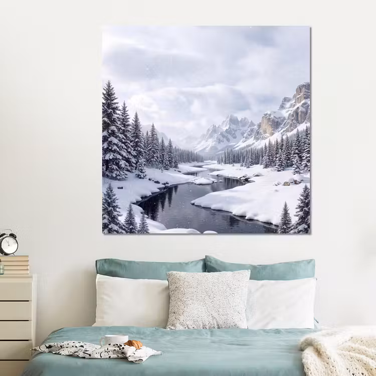Forex - Sneeuwlandschap - Bergen - Rivier - Winter — 2