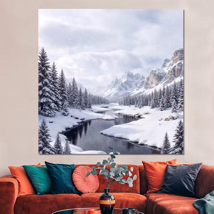 Forex - Sneeuwlandschap - Bergen - Rivier - Winter — 3