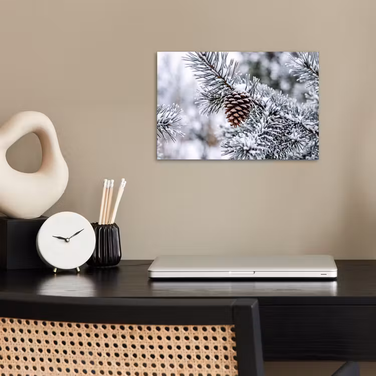Poster - Dennenappel - Tak - Sneeuw - Winter - Sfeervol — 2