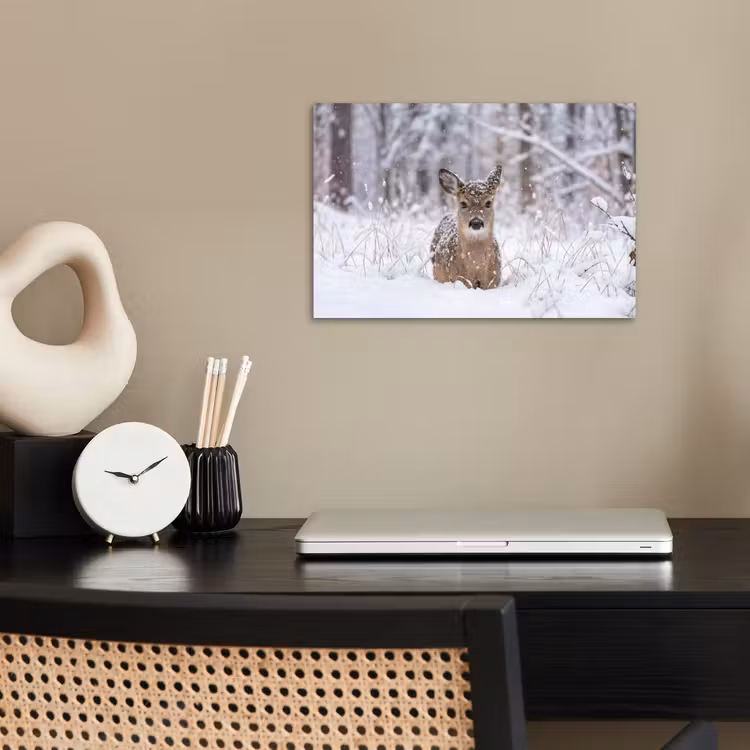 Poster - Hert - Sneeuw - Bos - Dieren - Vertederend — 2