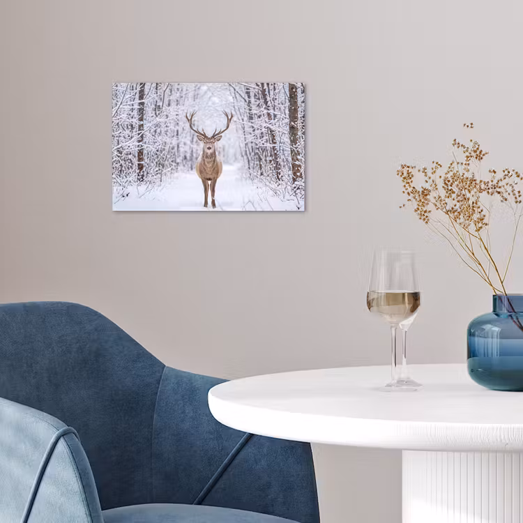 Poster - Hert - Winter - Bos - Natuur - Wit — 4
