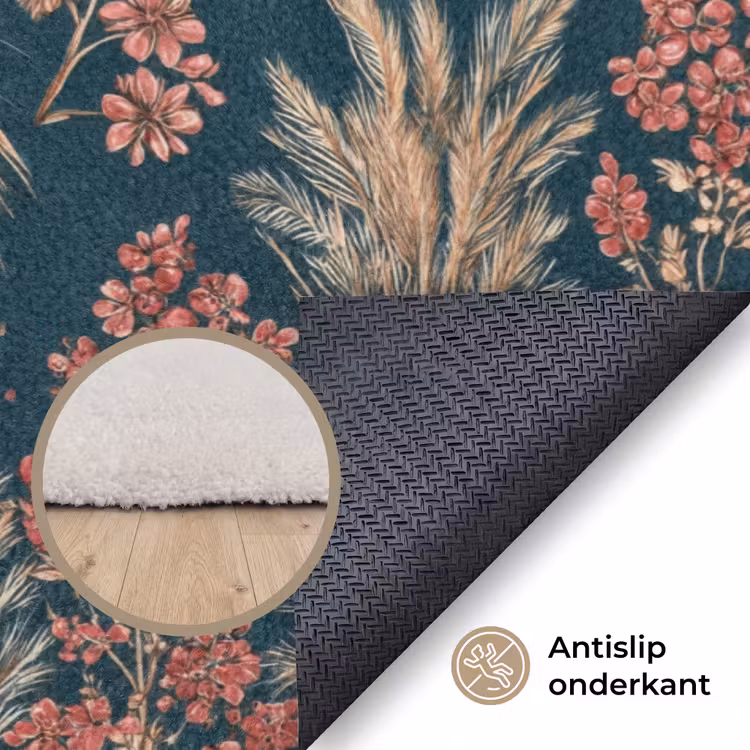 Vloerkleed - Botanisch - Patroon - Blauw — 4
