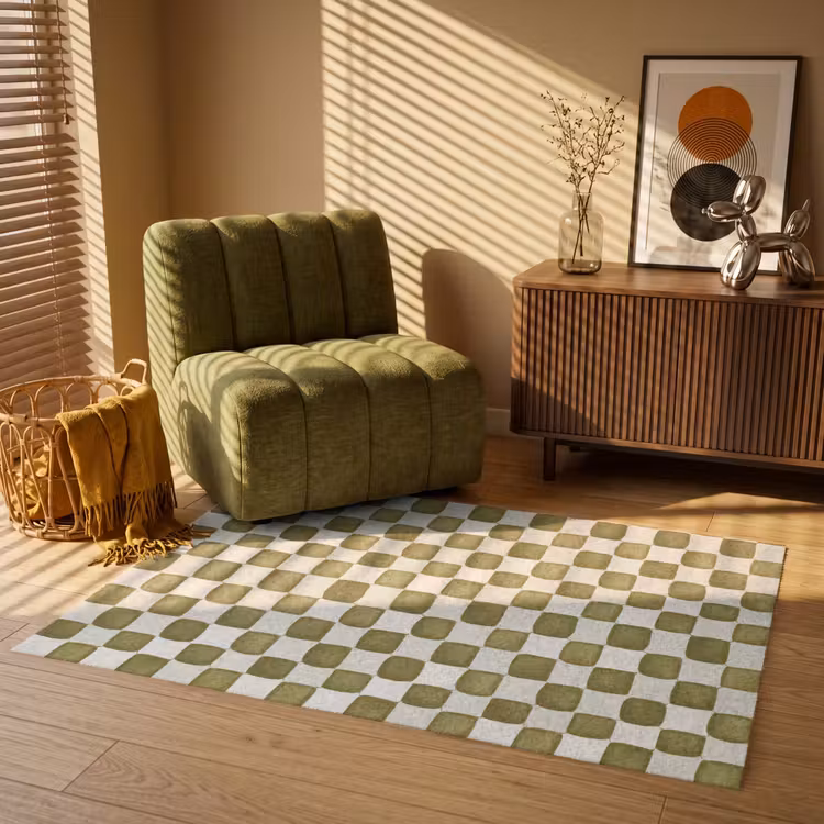 Vloerkleed - Schaak - Patroon - Groen — 2