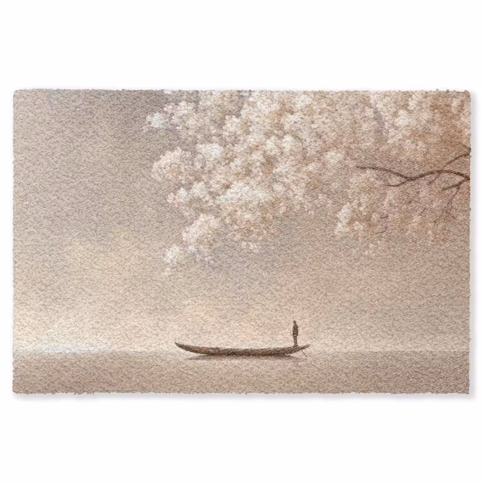 Vloerkleed - Bloesems - Wit - Boot - Minimalistisch — 1