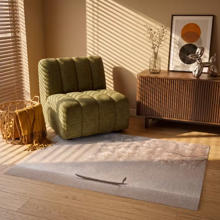 Vloerkleed - Bloesems - Wit - Boot - Minimalistisch — 2