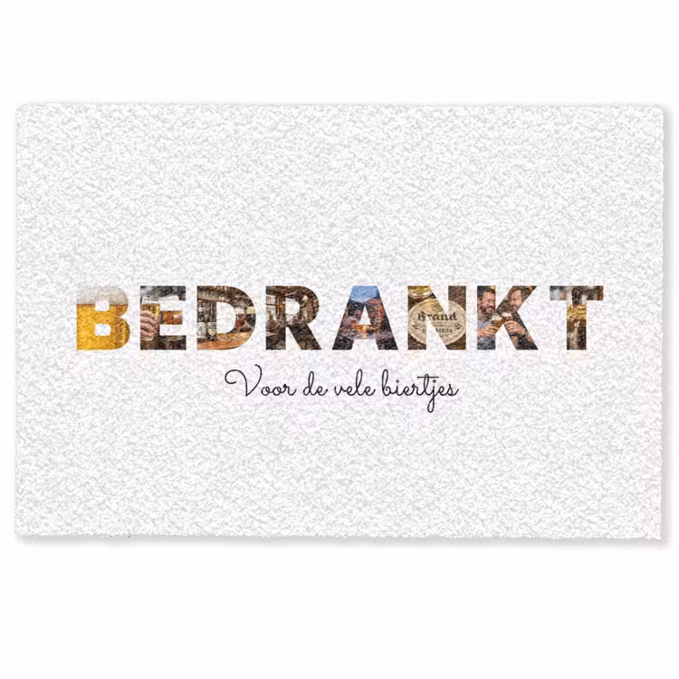 Gepersonaliseerde deurmat - Bedrankt - Lettercollage — 1