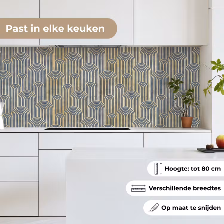 Keuken achterwand - Boog - Goud - Blauw — 4