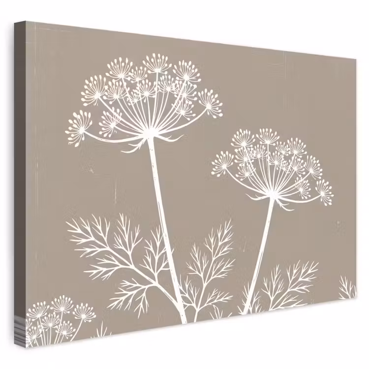 Buiten canvas - Grafisch - Fluitenkruid - Taupe
