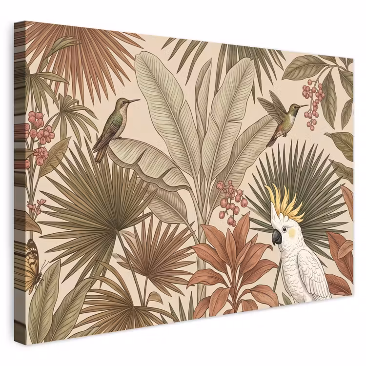 Buiten canvas - Tropisch - Vogels - Beige