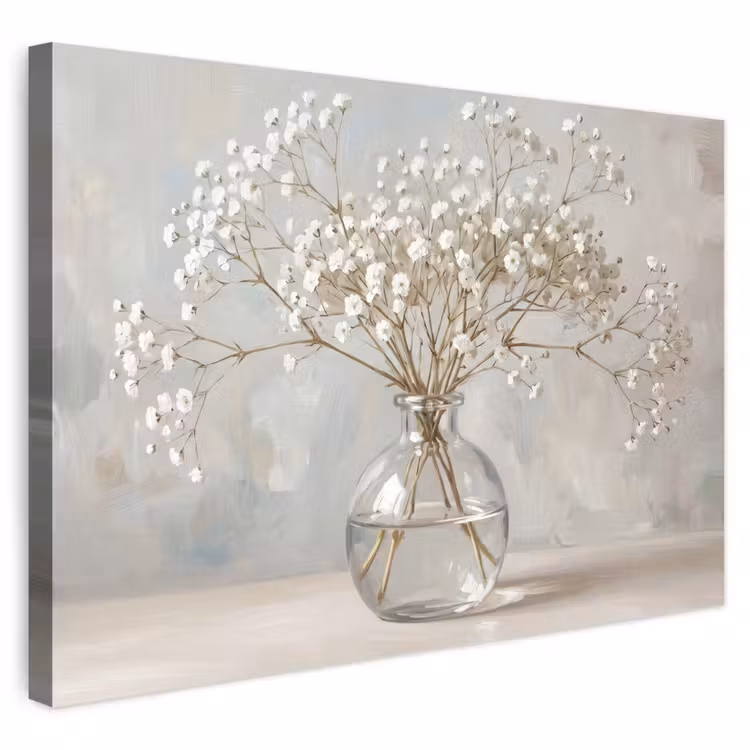 Buiten canvas - Vaas - Gipskruid - Wit