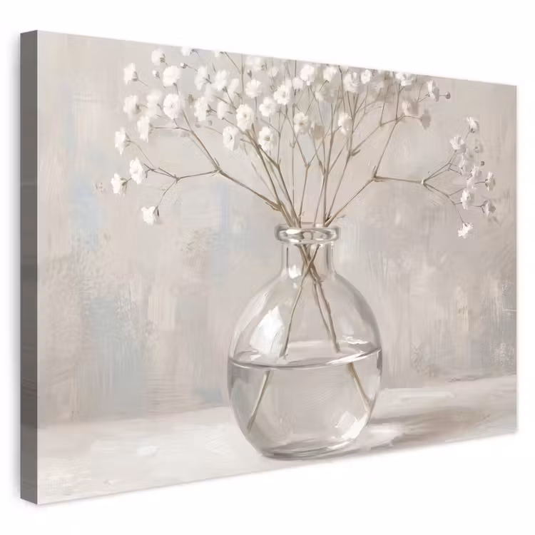 Buiten canvas - Gipskruid - Vaas - Wit